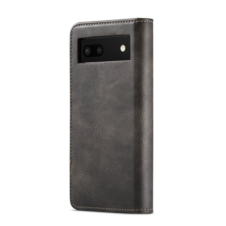 for google pixel 6a dg.ming crazy horse texture detachable magnetic leather phone case(grey)