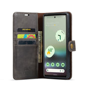 for google pixel 6a dg.ming crazy horse texture detachable magnetic leather phone case(grey)