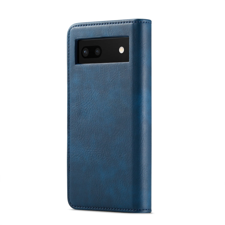 for google pixel 6a dg.ming crazy horse texture detachable magnetic leather phone case(blue)
