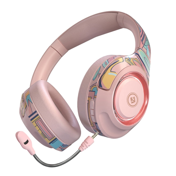 EL-A2 Gaming Ambient Light Folding Wireless Bluetooth Headset(Pink) Eurekaonline