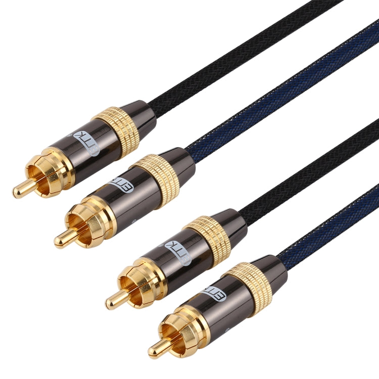 EMK 2 x RCA Male to 2 x RCA Male Gold Plated Connector Nylon Braid Coaxial Audio Cable for TV / Amplifier / Home Theater / DVD, Cable Length:1m(Black) Eurekaonline
