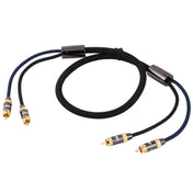 EMK 2 x RCA Male to 2 x RCA Male Gold Plated Connector Nylon Braid Coaxial Audio Cable for TV / Amplifier / Home Theater / DVD, Cable Length:1m(Black) Eurekaonline