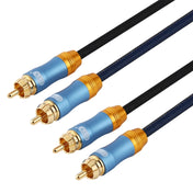 EMK 2 x RCA Male to 2 x RCA Male Gold Plated Connector Nylon Braid Coaxial Audio Cable for TV / Amplifier / Home Theater / DVD, Cable Length:1m(Dark Blue) Eurekaonline