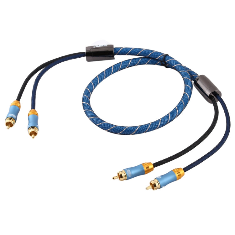 EMK 2 x RCA Male to 2 x RCA Male Gold Plated Connector Nylon Braid Coaxial Audio Cable for TV / Amplifier / Home Theater / DVD, Cable Length:1m(Dark Blue) Eurekaonline