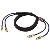 EMK 2 x RCA Male to 2 x RCA Male Gold Plated Connector Nylon Braid Coaxial Audio Cable for TV / Amplifier / Home Theater / DVD, Cable Length:2m(Black) Eurekaonline