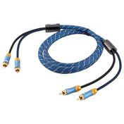 EMK 2 x RCA Male to 2 x RCA Male Gold Plated Connector Nylon Braid Coaxial Audio Cable for TV / Amplifier / Home Theater / DVD, Cable Length:2m(Dark Blue) Eurekaonline