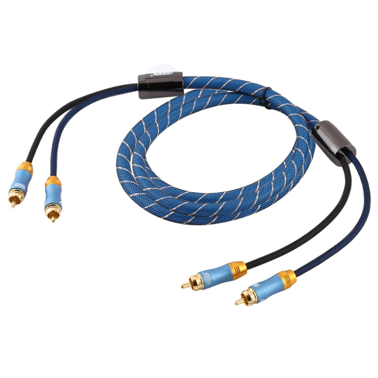 EMK 2 x RCA Male to 2 x RCA Male Gold Plated Connector Nylon Braid Coaxial Audio Cable for TV / Amplifier / Home Theater / DVD, Cable Length:2m(Dark Blue) Eurekaonline