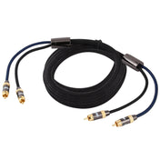 EMK 2 x RCA Male to 2 x RCA Male Gold Plated Connector Nylon Braid Coaxial Audio Cable for TV / Amplifier / Home Theater / DVD, Cable Length:5m(Black) Eurekaonline