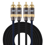 EMK 2 x RCA Male to 2 x RCA Male Gold Plated Connector Nylon Braid Coaxial Audio Cable for TV / Amplifier / Home Theater / DVD, Cable Length:5m(Black) Eurekaonline