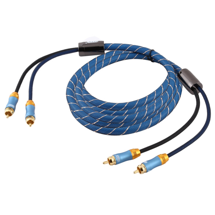 EMK 2 x RCA Male to 2 x RCA Male Gold Plated Connector Nylon Braid Coaxial Audio Cable for TV / Amplifier / Home Theater / DVD, Cable Length:5m(Dark Blue) Eurekaonline