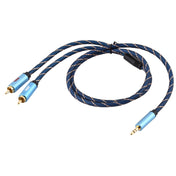 EMK 3.5mm Jack Male to 2 x RCA Male Gold Plated Connector Speaker Audio Cable, Cable Length:1.5m(Dark Blue) Eurekaonline