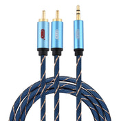 EMK 3.5mm Jack Male to 2 x RCA Male Gold Plated Connector Speaker Audio Cable, Cable Length:1.5m(Dark Blue) Eurekaonline