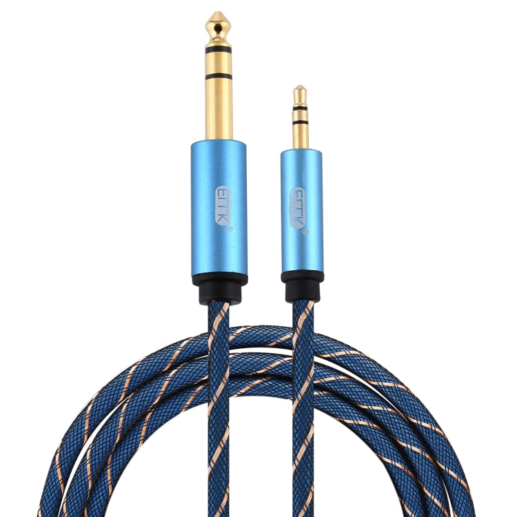 EMK 3.5mm Jack Male to 6.35mm Jack Male Gold Plated Connector Nylon Braid AUX Cable for Computer / X-BOX / PS3 / CD / DVD, Cable Length:1.5m(Dark Blue) Eurekaonline