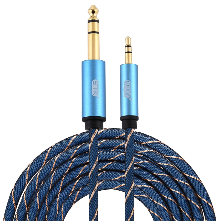 EMK 3.5mm Jack Male to 6.35mm Jack Male Gold Plated Connector Nylon Braid AUX Cable for Computer / X-BOX / PS3 / CD / DVD, Cable Length:5m(Dark Blue) Eurekaonline