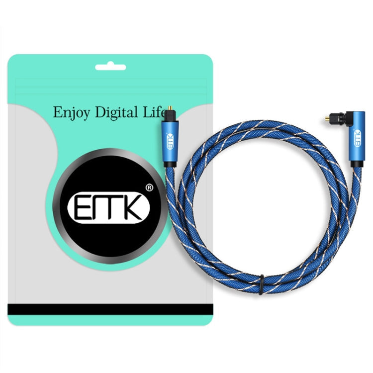 EMK 90 Degree Swivel Adjustable Right Angled 360 Degrees Rotatable Plug Nylon Woven Mesh Optical Audio Cable, Cable Length:15m(Blue) Eurekaonline