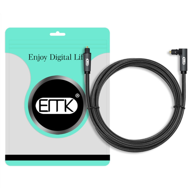 EMK 90 Degree Swivel Adjustable Right Angled 360 Degrees Rotatable Plug Nylon Woven Mesh Optical Audio Cable, Cable Length:30m(Black) Eurekaonline