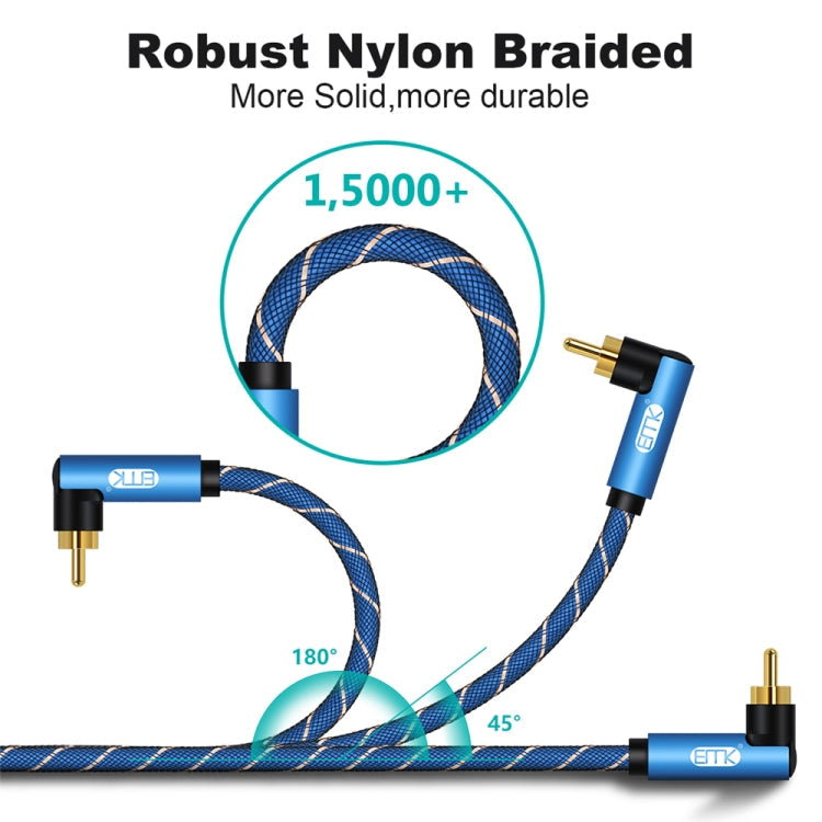 EMK Dual 90-Degree Male To Male Nylon Braided Audio Cable, Cable Length:5m(Blue) Eurekaonline