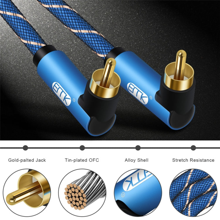 EMK Dual 90-Degree Male To Male Nylon Braided Audio Cable, Cable Length:5m(Blue) Eurekaonline