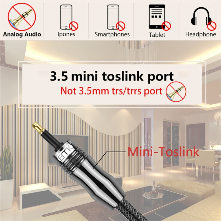 EMK OD6.0mm 3.5mm Digital Sound Toslink to Mini Toslink Digital Optical Audio Cable, Length:1.5m Eurekaonline