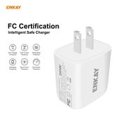 ENKAY Hat-Prince 20W PD Type-C + QC 3.0 USB Fast Charging Travel Charger Power Adapter with Fast Charge Data Cable, US Plug(With 8 Pin Cable) Eurekaonline