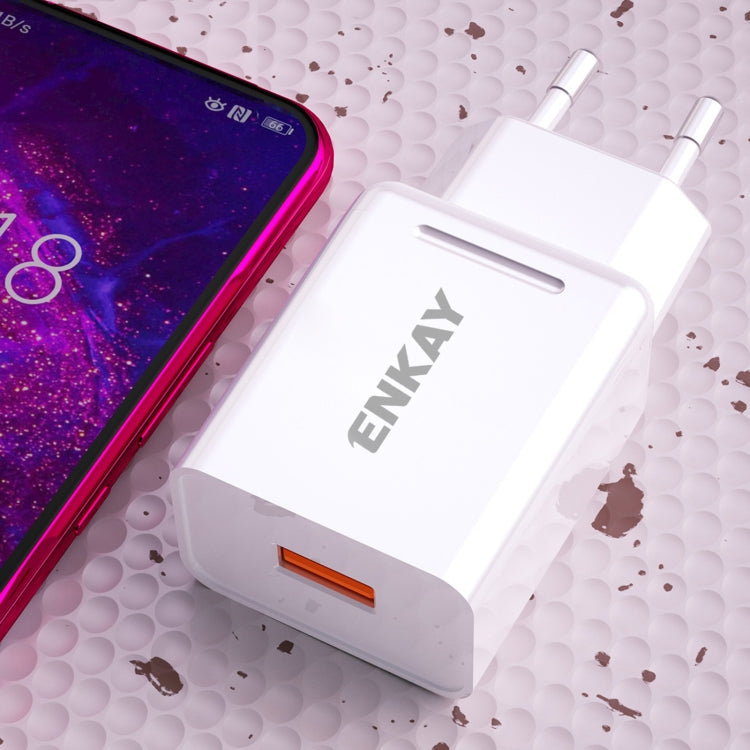 ENKAY Hat-Prince T033 18W USB QC 3.0 Fast Charging Travel Charger Power Adapter, EU Plug Eurekaonline