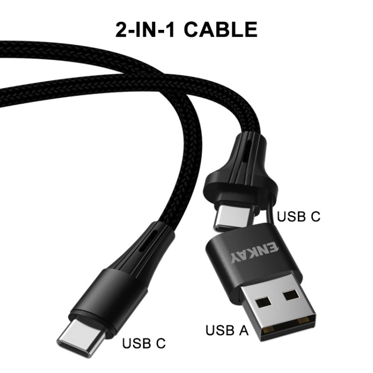 ENKAY PD100W 2 in 1 USB-A / USB-C to Type-C 5A Fast Charging Cable, Length: 1m Eurekaonline
