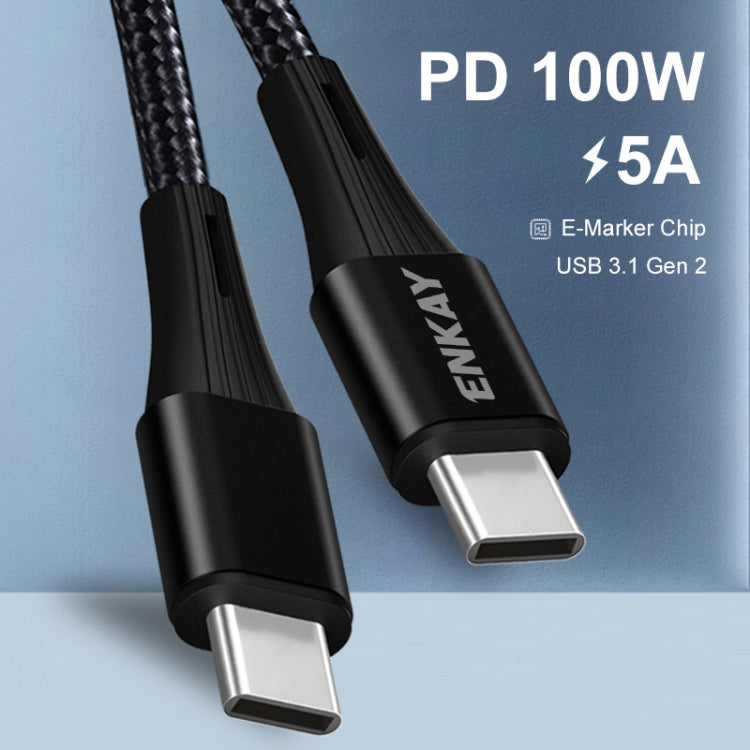 ENKAY PD100W 5A USB-C / Type-C to Type-C Fast Charging Cable with E-Marker, Length:1m Eurekaonline