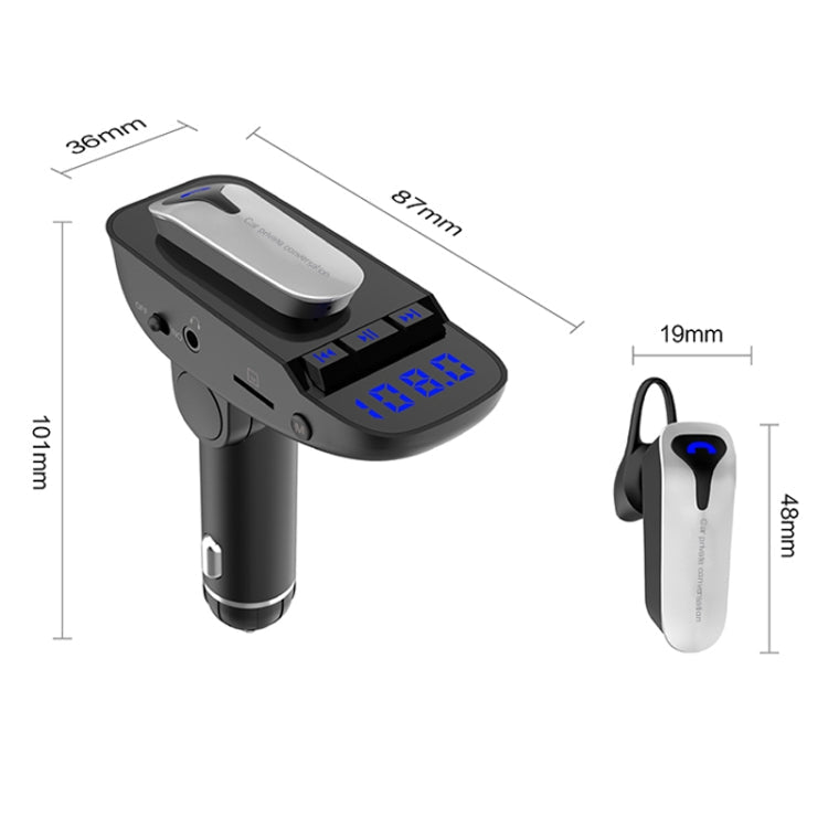 ER9 2 in 1 Hands-Free Calling Car Kit Wireless Bluetooth Headset Dual USB Charger FM Transmitter MP3 Music Player Eurekaonline