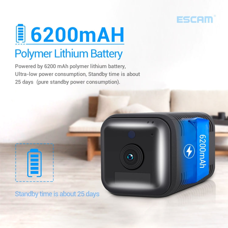ESCAM G20 4G EU Version 1080P Full HD Rechargeable Battery WiFi IP Camera, Support Night Vision / PIR Motion Detection / TF Card / Two Way Audio(Black) Eurekaonline