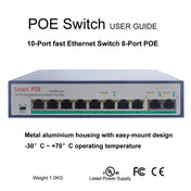 ESCAM POE 8+2 10-Port Fast Ethernet Switch 8-Port POE 10/100M 120W Network Switch, Transmission Distance: 150m(Blue) Eurekaonline