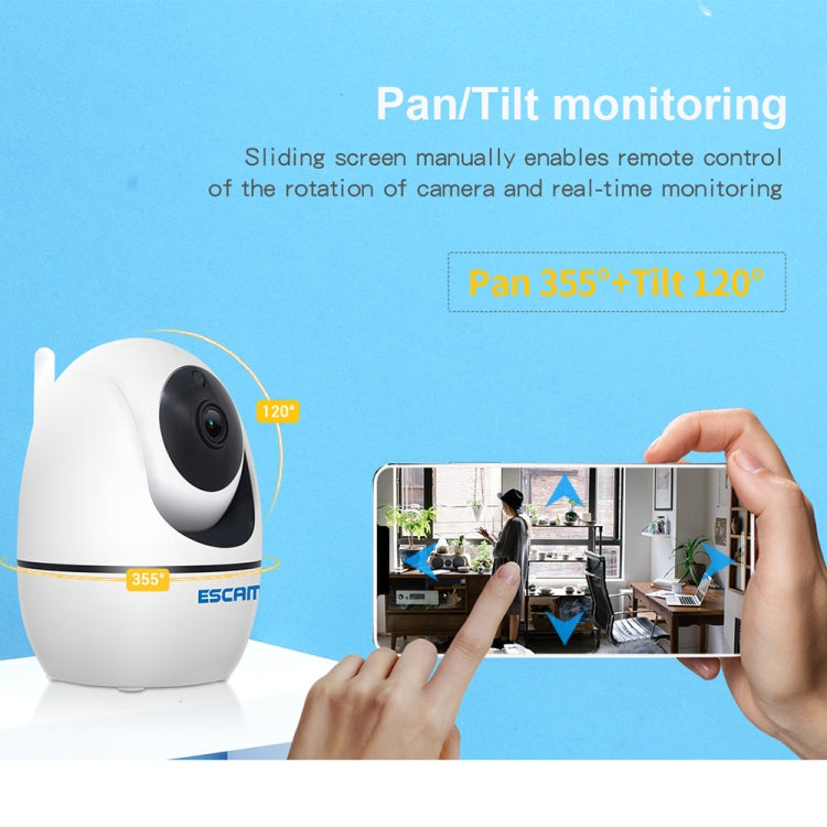 ESCAM PVR008 HD 1080P WiFi IP Camera, Support Motion Detection / Night Vision, IR Distance: 10m, US Plug(White) Eurekaonline