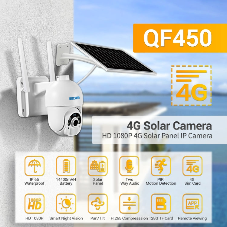 ESCAM QF450 HD 1080P 4G AU Version Solar Powered IP Camera with 32G Memory,  Support Two-way Audio & PIR Motion Detection & Night Vision & TF Card -  Eurekaonline