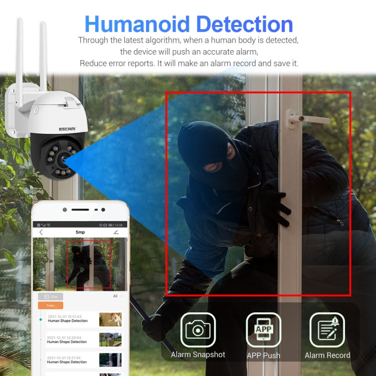 ESCAM QF558 5.0MP HD 5X Zoom Wireless IP Camera, Support Humanoid Detection, Night Vision, Two Way Audio, TF Card, UK Plug Eurekaonline