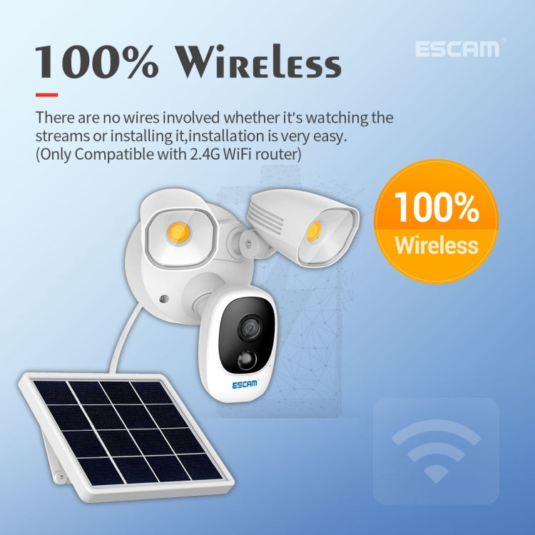 ESCAM QF609 1080P Solar Powered 1000LM Floodlight Wireless Camera with Solar Panel & 12000mAh Rechargeable Battery, Support PIR Sensor & Night Vision & Two Way Audio & TF Card Eurekaonline