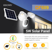 ESCAM QF609 1080P Solar Powered 1000LM Floodlight Wireless Camera with Solar Panel & 12000mAh Rechargeable Battery, Support PIR Sensor & Night Vision & Two Way Audio & TF Card Eurekaonline