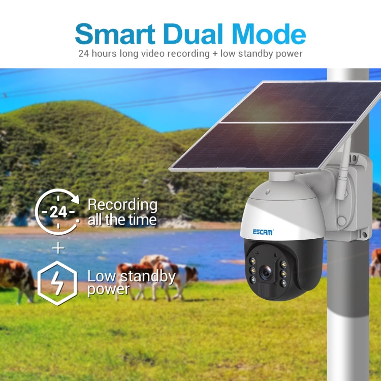 ESCAM QF724 3MP 24h Recording Cloud Storage PT 4G PIR Alarm IP Camera with Solar Panel, US Signal Bands Eurekaonline