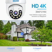 ESCAM QF800 H.265X 8MP AI Humanoid Detection Auto Tracking Waterproof WiFi IP Camera,EU Plug (White) Eurekaonline