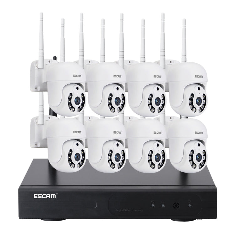 ESCAM WNK718 HD 3.0 Million Pixels 8-channel Wireless + 8IPC Wireless NVR Security System, UK Plug Eurekaonline