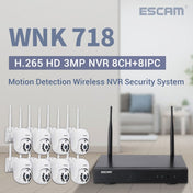 ESCAM WNK718 HD 3.0 Million Pixels 8-channel Wireless + 8IPC Wireless NVR Security System, US Plug Eurekaonline