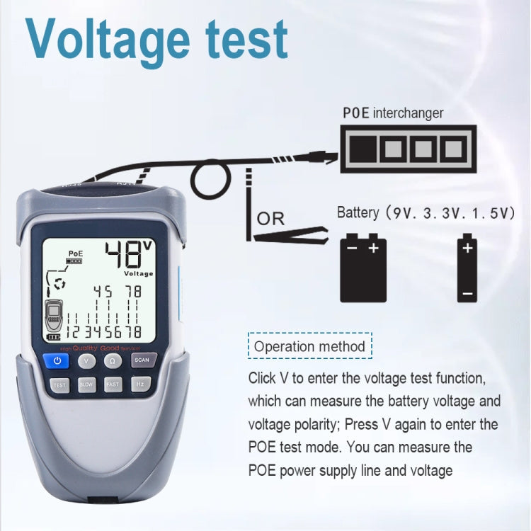 ET612 Network Cable Tester Wire Tracker Battery Voltage POE Test Multi-function Cable Tester Eurekaonline
