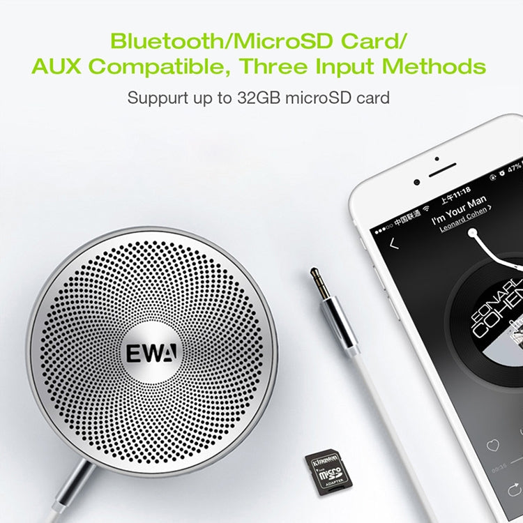 EWA A2 Pro Metal Speaker Outdoor Waterproof Bluetooth Sound Bass Speaker(Silver) Eurekaonline