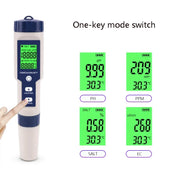 EZ-9909 PH/Salinity/Temperature/TDS/EC 5-in-1 Test Pen Multifunctional Water Quality Detector Eurekaonline