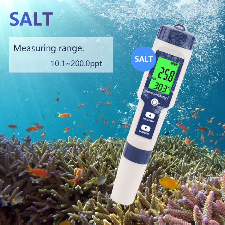 EZ-9909 PH/Salinity/Temperature/TDS/EC 5-in-1 Test Pen Multifunctional Water Quality Detector Eurekaonline