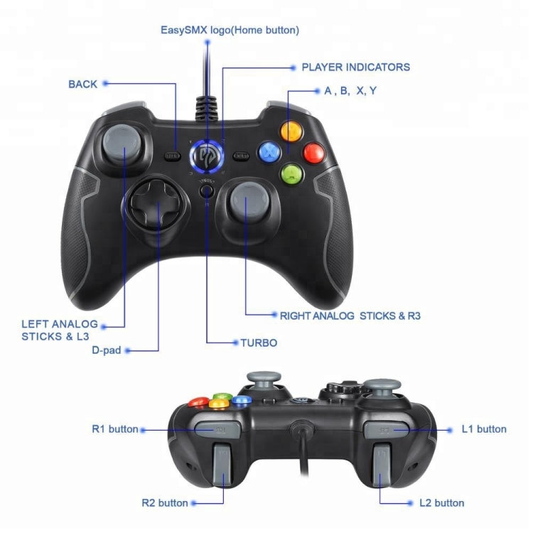 EasySMX ESM-9100 Wired Game Controller for PC / Android / PS3(Grey) Eurekaonline
