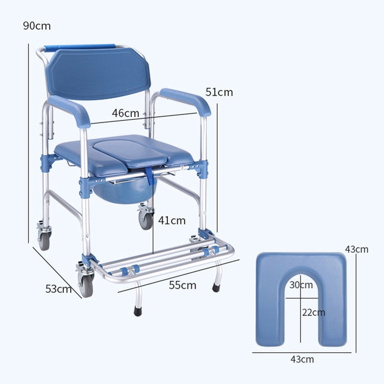 Elderly Toilet Seat Aluminum Alloy Wheelchair Pregnant Women Shower Chair with Wheels Eurekaonline