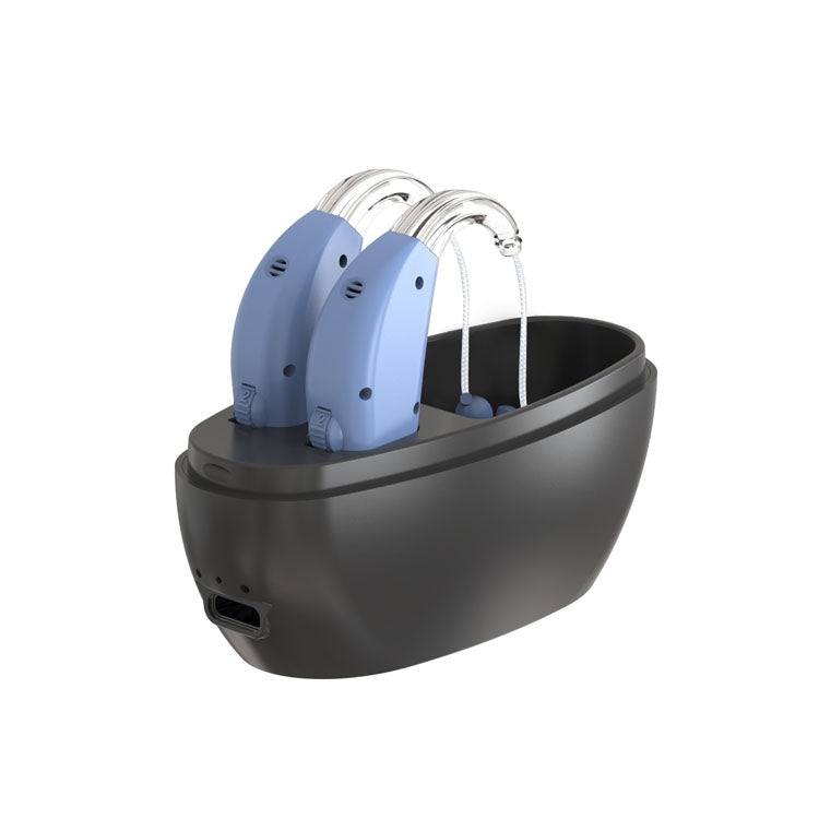 Elderly Use Can Charge Sound Amplifier Hearing Aid, Specification: EU Plug(Blue Double Machine+Black Charging Bin) Eurekaonline
