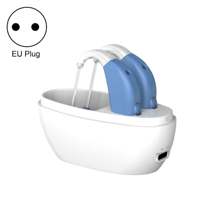 Elderly Use Can Charge Sound Amplifier Hearing Aid, Specification: EU Plug(Blue Double Machine+White Charging Bin) Eurekaonline