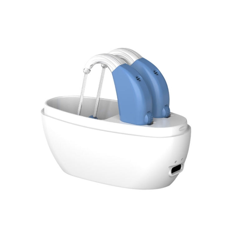 Elderly Use Can Charge Sound Amplifier Hearing Aid, Specification: EU Plug(Blue Double Machine+White Charging Bin) Eurekaonline