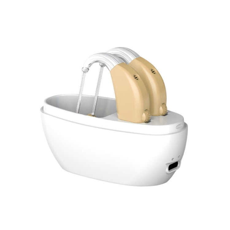 Elderly Use Can Charge Sound Amplifier Hearing Aid, Specification: EU Plug(Skin Color Double Machine+White Charging Bin) Eurekaonline