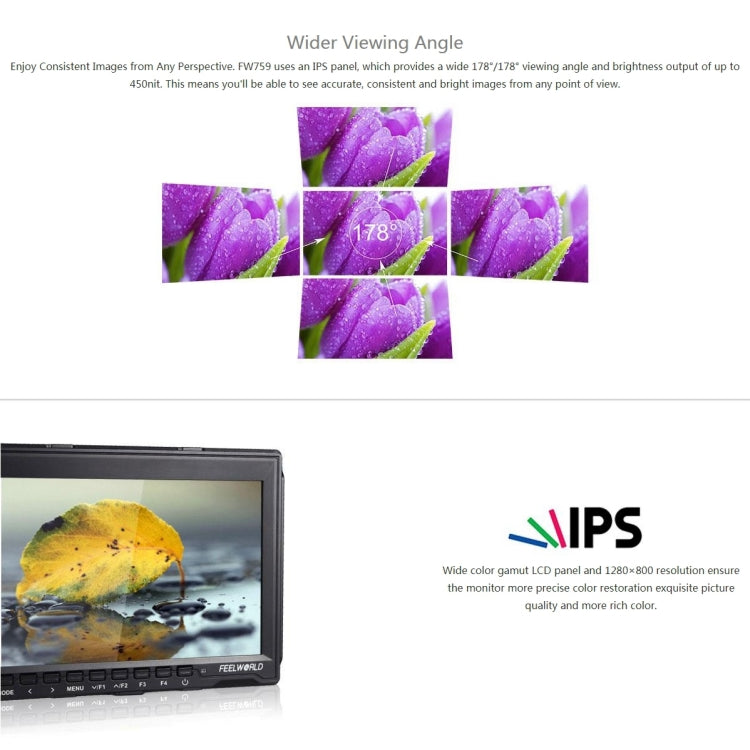 FEELWORLD FW759 1280x800 7 inch IPS Screen Ultra-thin HD Camera Field Monitor Eurekaonline